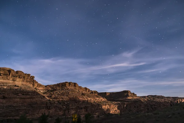 Night Starry Sky near Porcupine ridge Trail Moab Utah — Stock Photo, Image