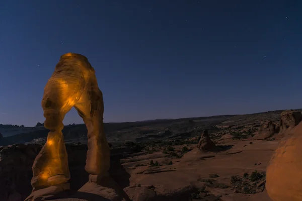 Delikat båge på natten, moab, utah — Stockfoto