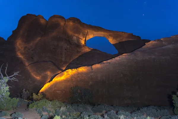 Skyline Arch di notte Moab Utah — Foto Stock