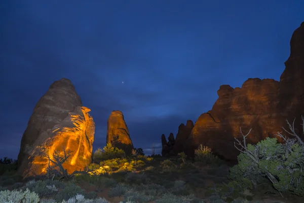 Skyline boog bij nacht moab (Utah) — Stockfoto