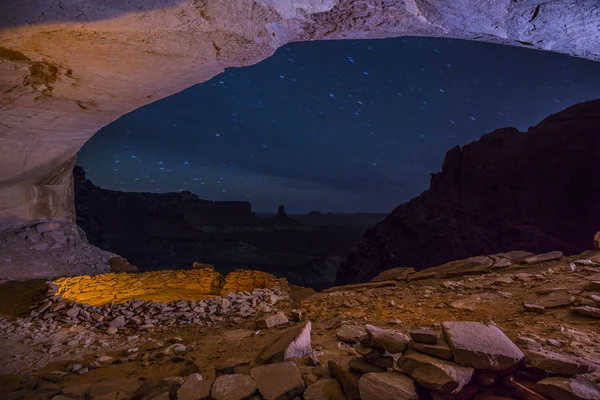 False Kiva at Night with starry sky — Stock Photo, Image