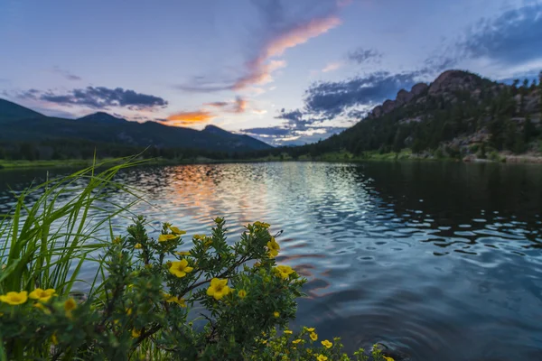 Lilly lake bij zonsondergang - colorado — Stockfoto