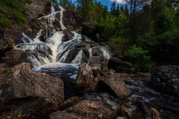 Elgafossen Algafallet Wasserfall Zwischen Schweden Und Norwegen Fluss Elja — Stockfoto