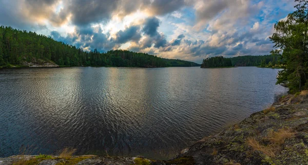 Lago Vansjo Después Del Atardecer Lado Sureste —  Fotos de Stock