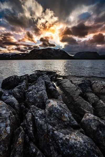 Stavatn Lake Kista Peak Sunset Haukelifjell Mountains Northeat Norway — Stock Photo, Image