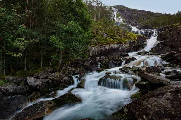 Langfossen Waterval Noorwegen Route E134 Akrafjorden — Stockfoto