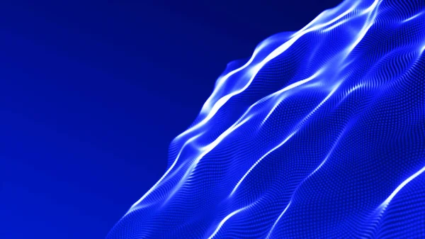 abstract blue and white curved lines in the form of waves with a dotted white pattern on a blue background. Template for cover, flyer or banner. High quality photo