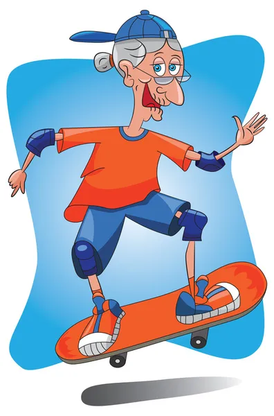 Senior old lady skateboarding. — Stock Vector