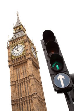 Big ben ile yeşil trafik ışığı