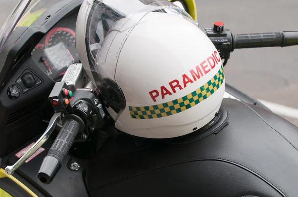 Paramedic helemt on a motorbike — Stock Photo, Image