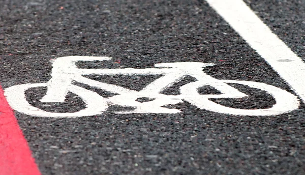 Road marking of cycle lane — Stock Photo, Image