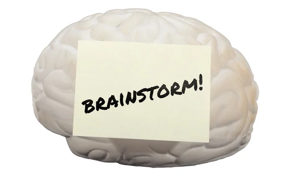 Brainstorm! written on a model brain to generate ideas — Stock Photo, Image