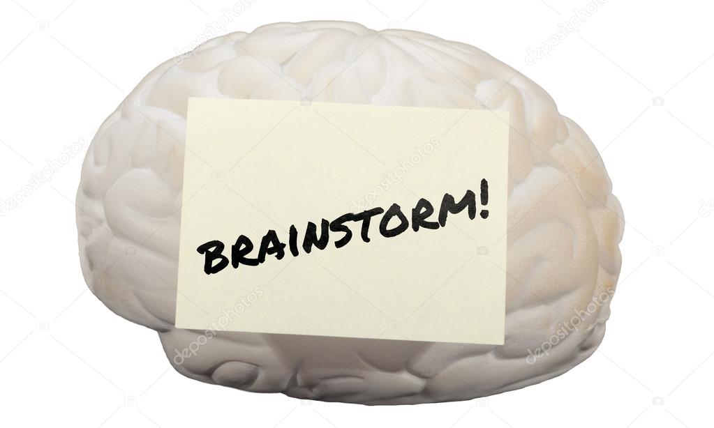 Brainstorm! written on a model brain to generate ideas