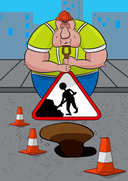 Lazy Road Worker — Stock Illustration Lazy Road Worker Royalty Free Stock Illustrations