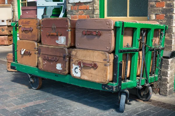 Vintage suitcases and trolley — Stock Photo, Image