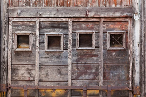 Panelled wooden window frame of bare wood. — Stock Photo, Image