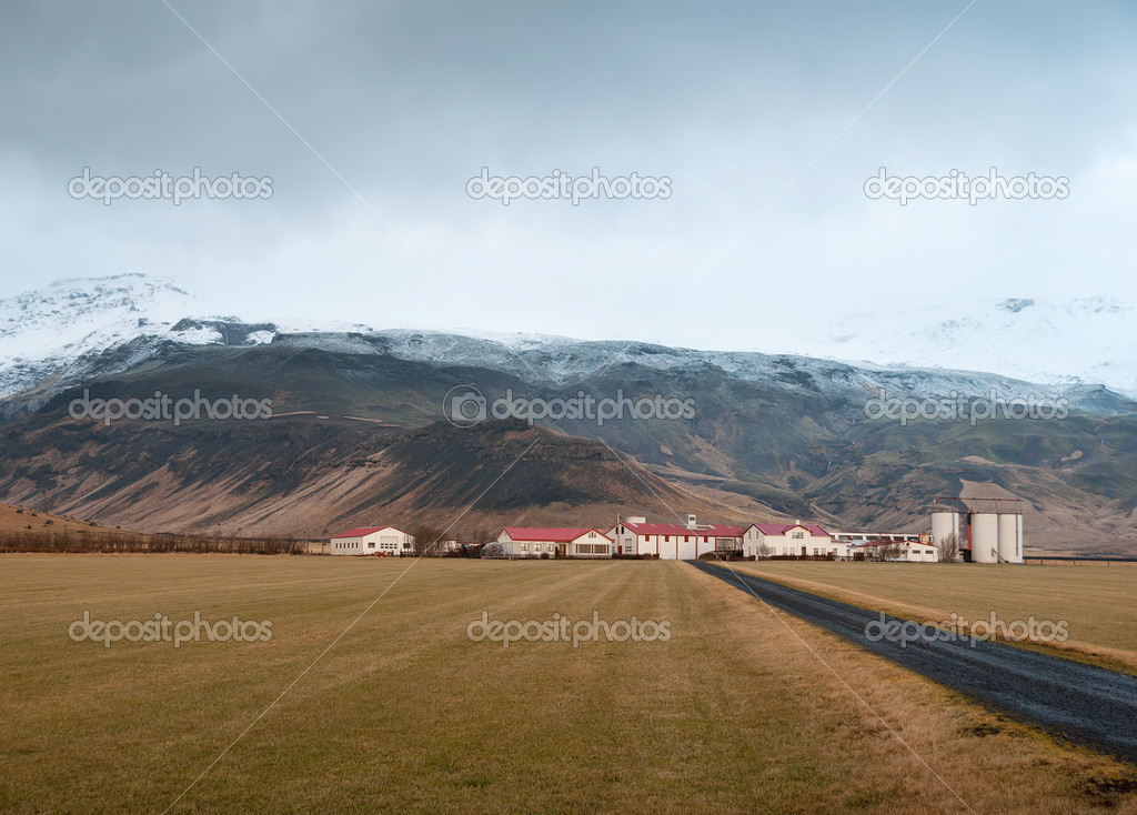 Eyjafjallajokull in Iceland above the farm Thorvaldseyri