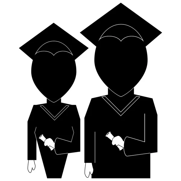 Graduation education icon in silhouette — Stock Vector