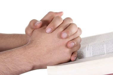 eli açık bir İncil tutmak için dua