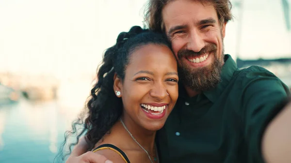 Gros Plan Sur Couple Interracial Gros Plan Portrait Femme Homme — Photo