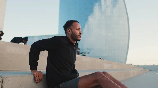 Young Bearded Male Athlete Doing Workout Push Ups Waterfront — Foto de Stock