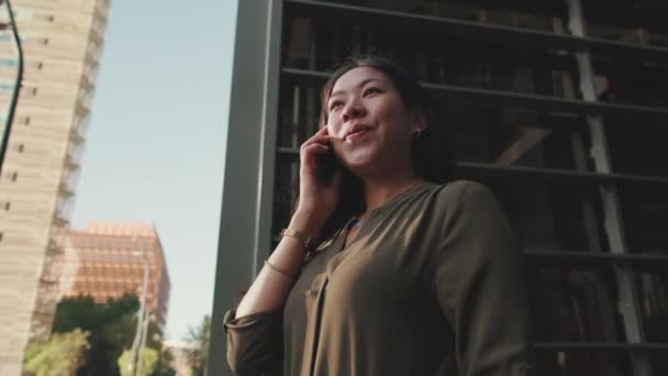 Young Businesswoman Walking Stairs Business Center — Stock Video