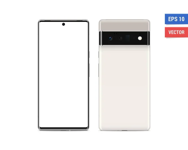 Realistic vector flat mock-up Google Pixel 6 Pro with blank screen isolated on white background. Scale image any resolution