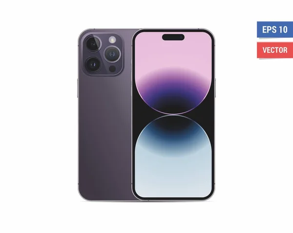 Gerçekçi vektör düz Apple iPhone 14 Pro Max maketi ve beyaz arka planda izole edilmiş boş ekran. Resmi herhangi bir çözünürlükte ölçekle