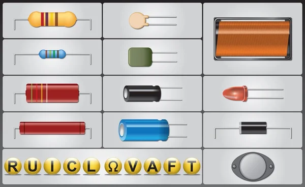 Conjunto de piezas electrónicas — Archivo Imágenes Vectoriales