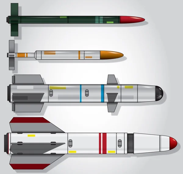 Conjunto vectorial de misiles de aire a superficie personalizado — Archivo Imágenes Vectoriales