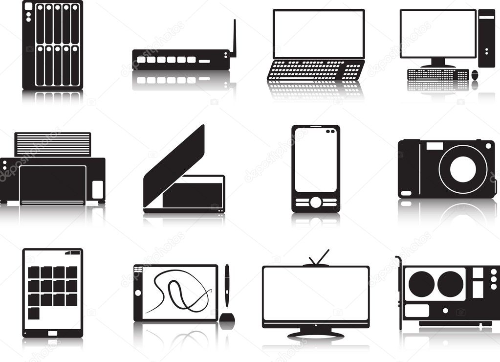 Multimedia devices icon set