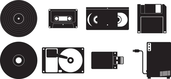 Conjunto de dispositivos de almacenamiento de datos — Vector de stock