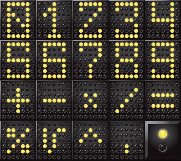 Números de exibição de ponto LED — Vetor de Stock