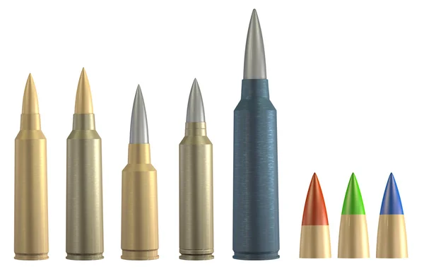 Conjunto de munições rifle 3d — Fotografia de Stock