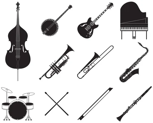 Jazz music instruments set — Stock Vector