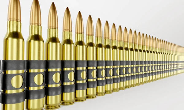 Darstellung Von Gewehrmunitionsgürteln Auf Weißem Hintergrund Nahaufnahme — Stockfoto