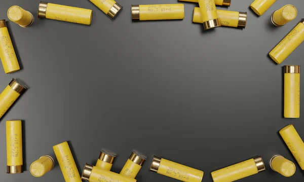 Render Illustration Shotgun Ammunition Black Background Border Formed Bunch Shells — Foto de Stock