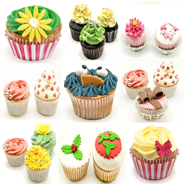 Muurschildering van verschillende cupcakes — Stockfoto