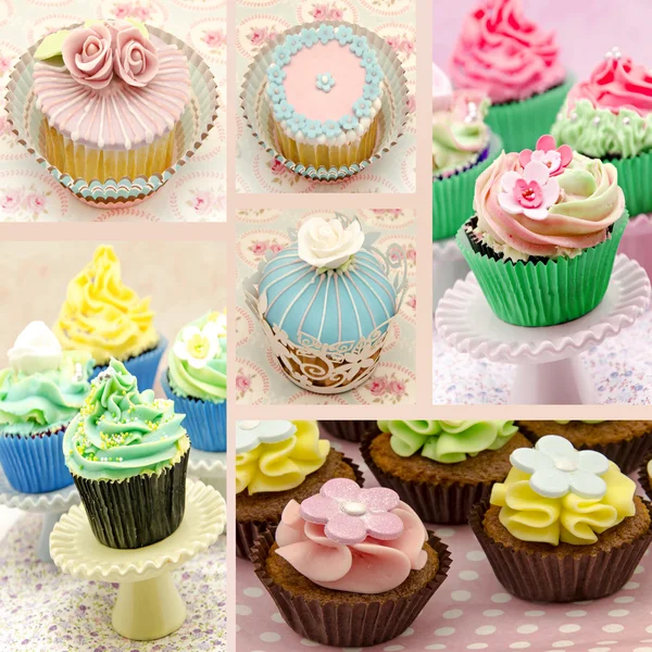 Muurschildering van verschillende cupcakes — Stockfoto