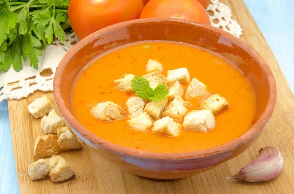 Kald gazpacho-suppe – stockfoto