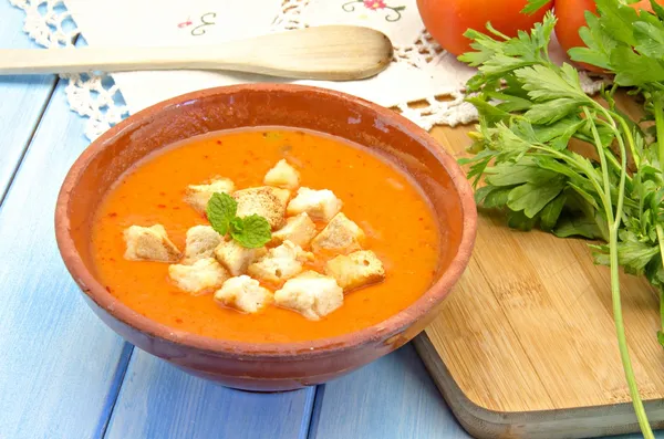 Kall gazpacho soppa — Stockfoto