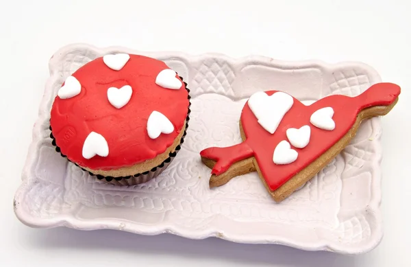 Boter cookiesn en cupcake — Stockfoto
