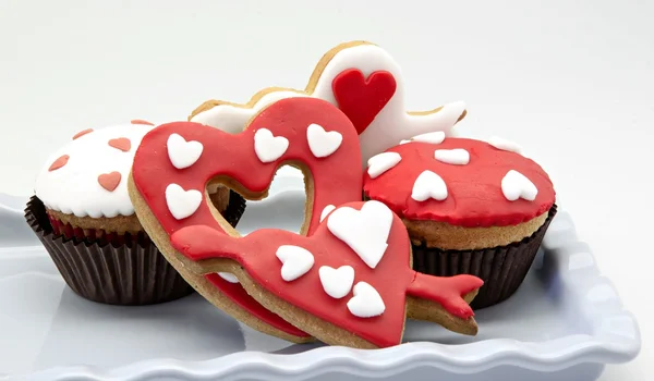 Butter cookiesn and cupcake — Stock Photo, Image