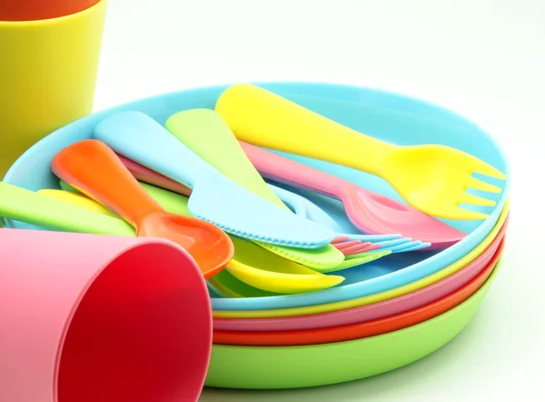 Oggetti per la tavola in plastica — Foto Stock