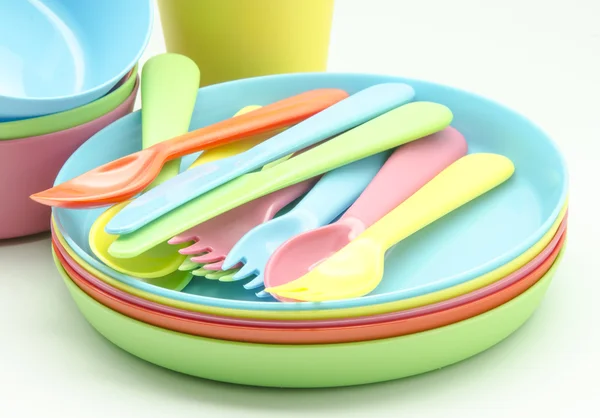 Oggetti per la tavola in plastica — Foto Stock