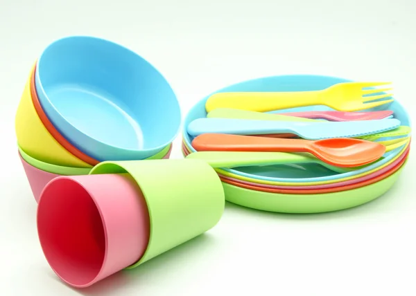 Oggetti per la tavola in plastica — Foto Stock