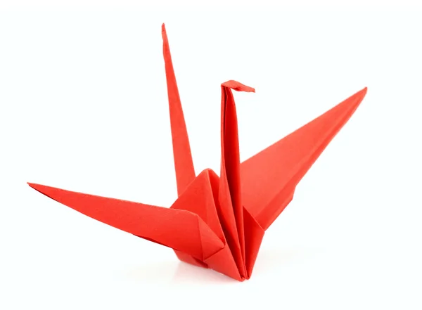 Pássaro de origami vermelho isolado — Fotografia de Stock
