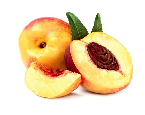 Peach with foliage and a half — Stock Photo, Image