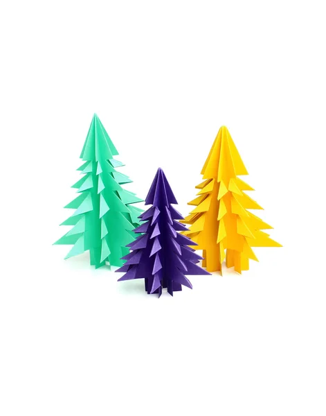 Tre origami julgranar — Stockfoto
