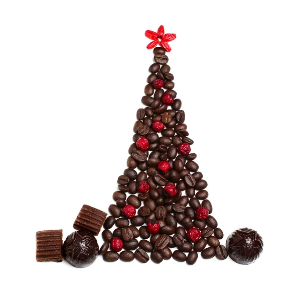 Christmas tree from coffee beans — Stock Photo, Image